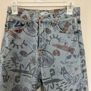 Adika Artistic Denim Jeans with Multicolor Print